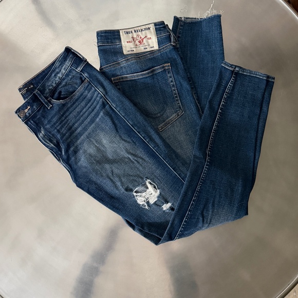 lot of 2 jeans Abercombie & Fitch distressed skinny & True Religion jean sz.30 - Picture 7 of 8